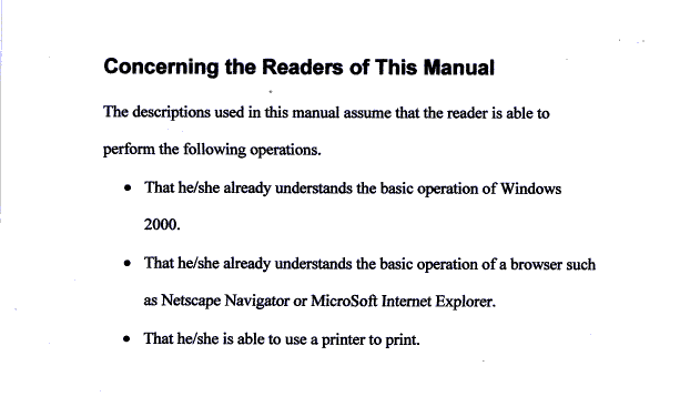 [ Concerning the readers of this manual (original) ]